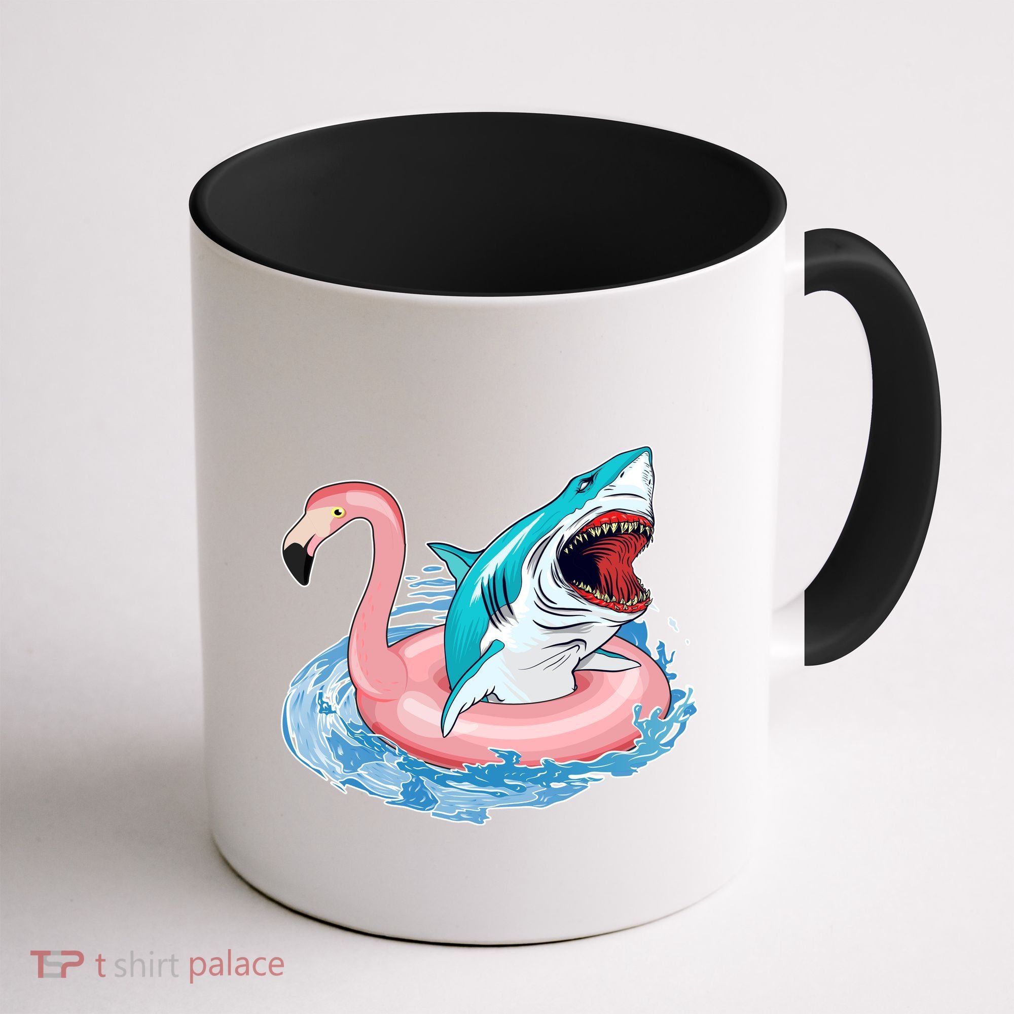 Funny Vacation Time Flamingo SwimTube Shark Coffee Mug