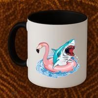 Funny Vacation Time Flamingo SwimTube Shark Coffee Mug thumb 2