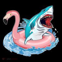 Funny Vacation Time Flamingo SwimTube Shark Coffee Mug thumb 5