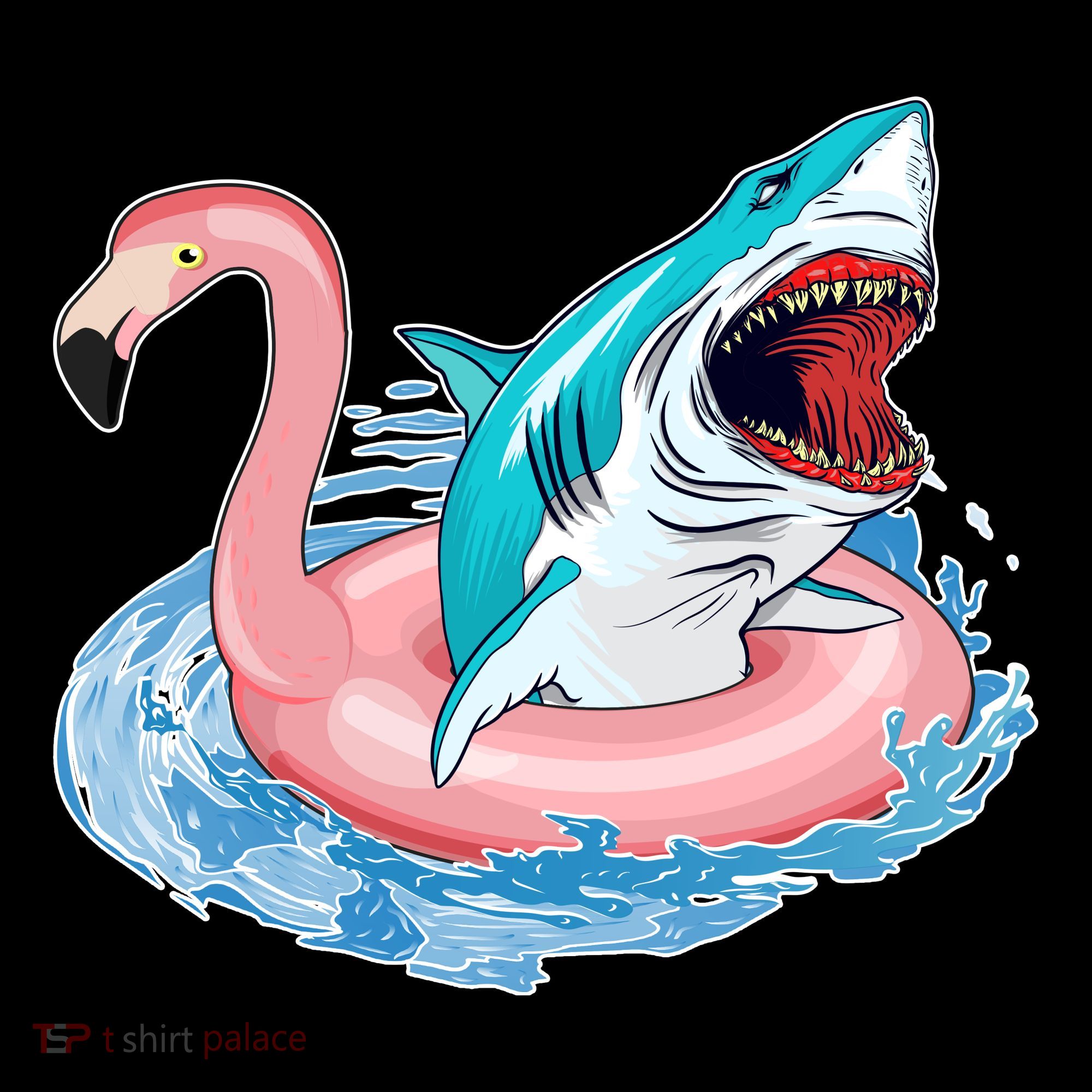 Funny Vacation Time Flamingo SwimTube Shark Coffee Mug
