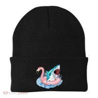 Funny Vacation Time Flamingo SwimTube Shark Beanie thumb 0