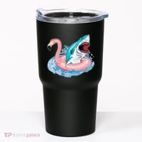 Funny Vacation Time Flamingo SwimTube Shark Tumbler thumb 0