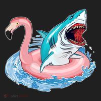 Funny Vacation Time Flamingo SwimTube Shark Tumbler thumb 3