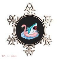 Funny Vacation Time Flamingo SwimTube Shark Ornament thumb 0