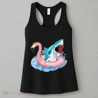Funny Vacation Time Flamingo SwimTube Shark Women's Tank Top thumb 3