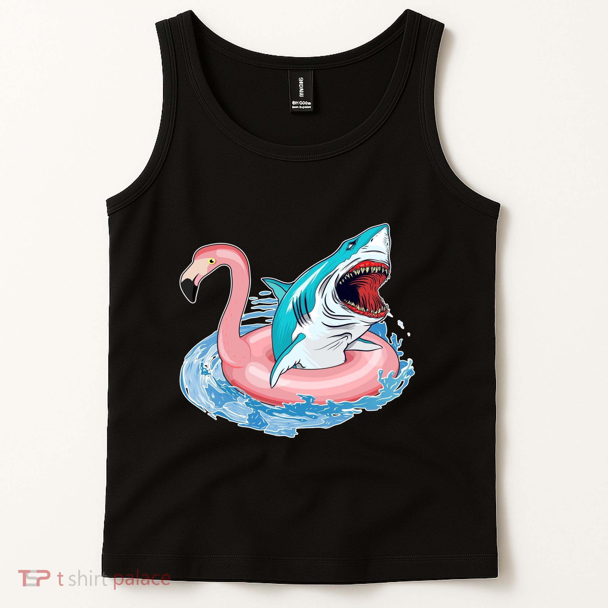 Funny Vacation Time Flamingo SwimTube Shark Tank Top