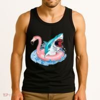 Funny Vacation Time Flamingo SwimTube Shark Tank Top thumb 3