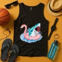 Funny Vacation Time Flamingo SwimTube Shark Tank Top thumb 4