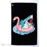 Funny Vacation Time Flamingo SwimTube Shark Golf Towel thumb 0