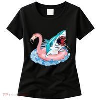 Funny Vacation Time Flamingo SwimTube Shark Women's T-Shirt thumb 0
