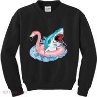 Funny Vacation Time Flamingo SwimTube Shark Kids Sweatshirt thumb 0