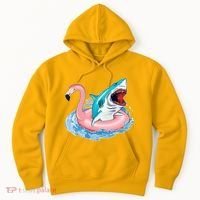Funny Vacation Time Flamingo SwimTube Shark Hoodie thumb 0