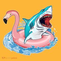 Funny Vacation Time Flamingo SwimTube Shark Hoodie thumb 2
