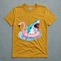 Funny Vacation Time Flamingo SwimTube Shark T-Shirt thumb 5
