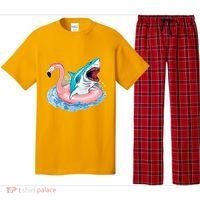 Funny Vacation Time Flamingo SwimTube Shark Pajama Set thumb 0