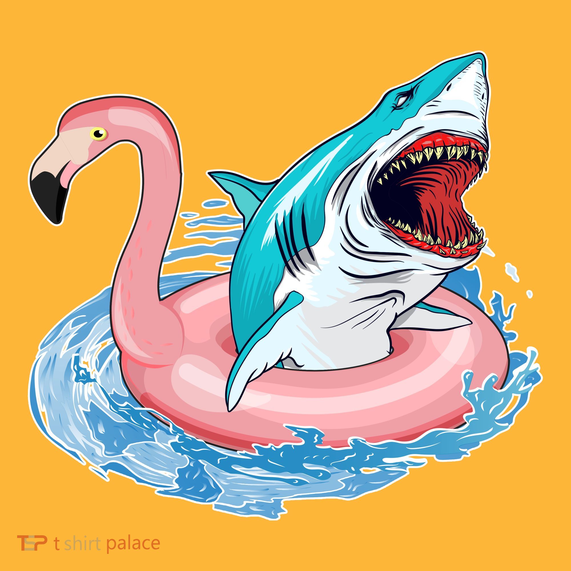 Funny Vacation Time Flamingo SwimTube Shark Polo