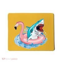 Funny Vacation Time Flamingo SwimTube Shark Mousepad thumb 0