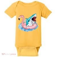 Funny Vacation Time Flamingo SwimTube Shark Baby Bodysuit thumb 0