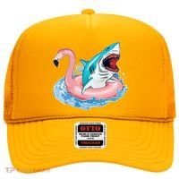Funny Vacation Time Flamingo SwimTube Shark Hat thumb 0