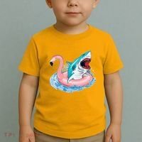 Funny Vacation Time Flamingo SwimTube Shark Toddler T-Shirt thumb 2