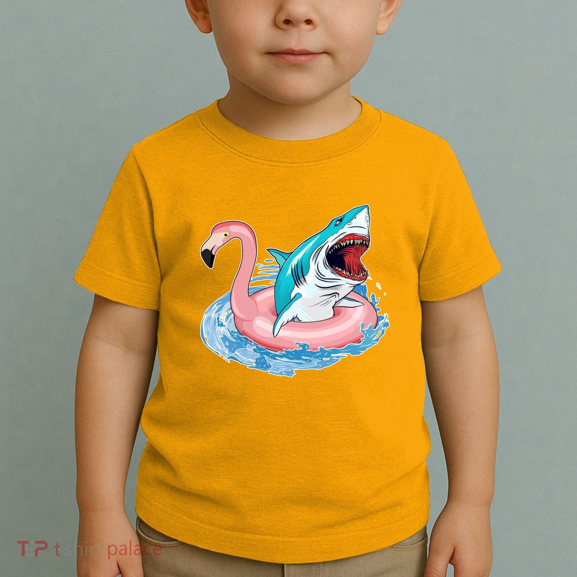 Funny Vacation Time Flamingo SwimTube Shark Toddler T-Shirt