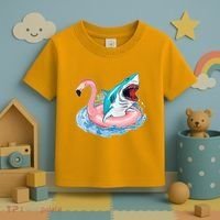 Funny Vacation Time Flamingo SwimTube Shark Toddler T-Shirt thumb 3