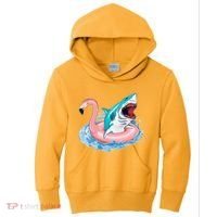 Funny Vacation Time Flamingo SwimTube Shark Kids Hoodie thumb 0
