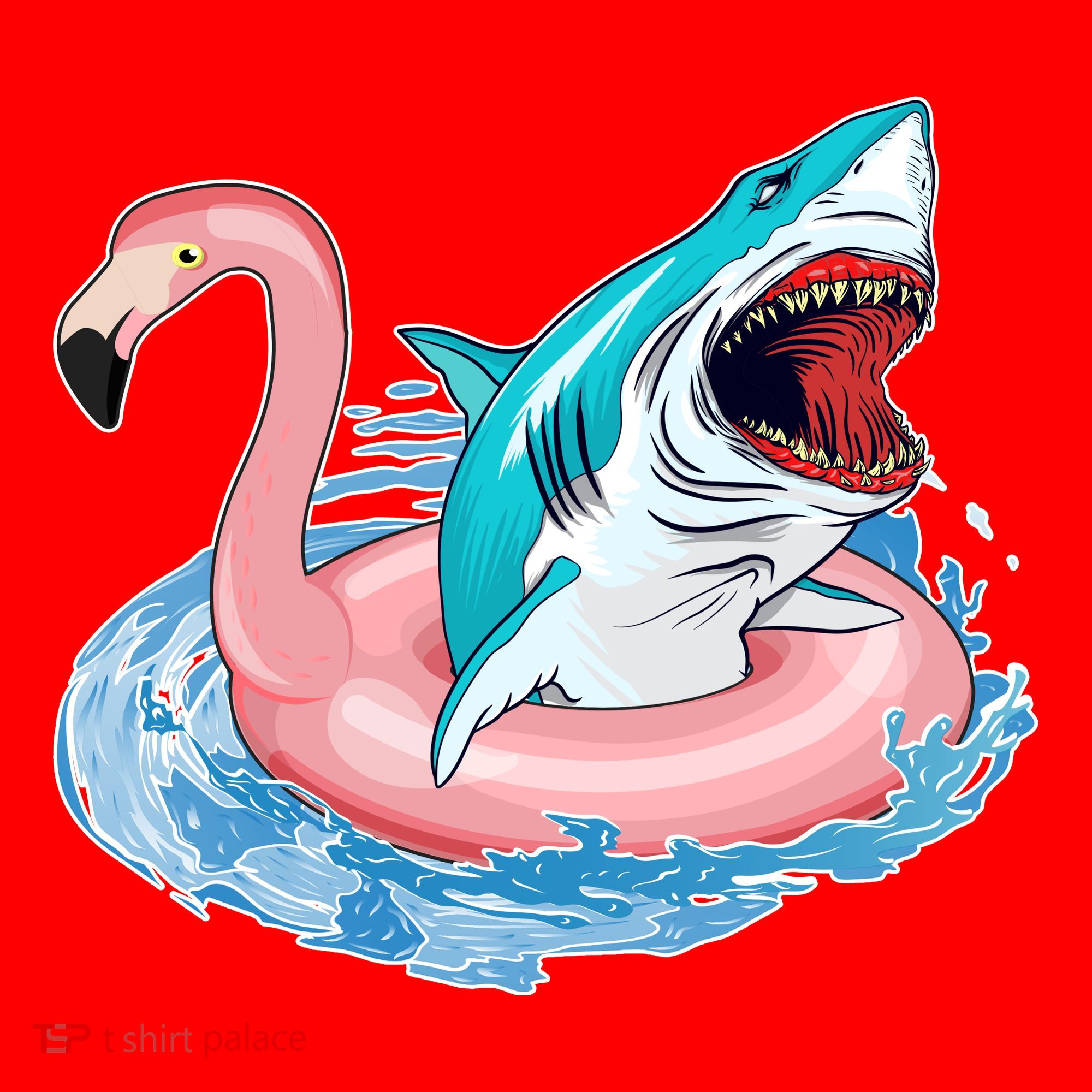 Funny Vacation Time Flamingo SwimTube Shark Santa Hat