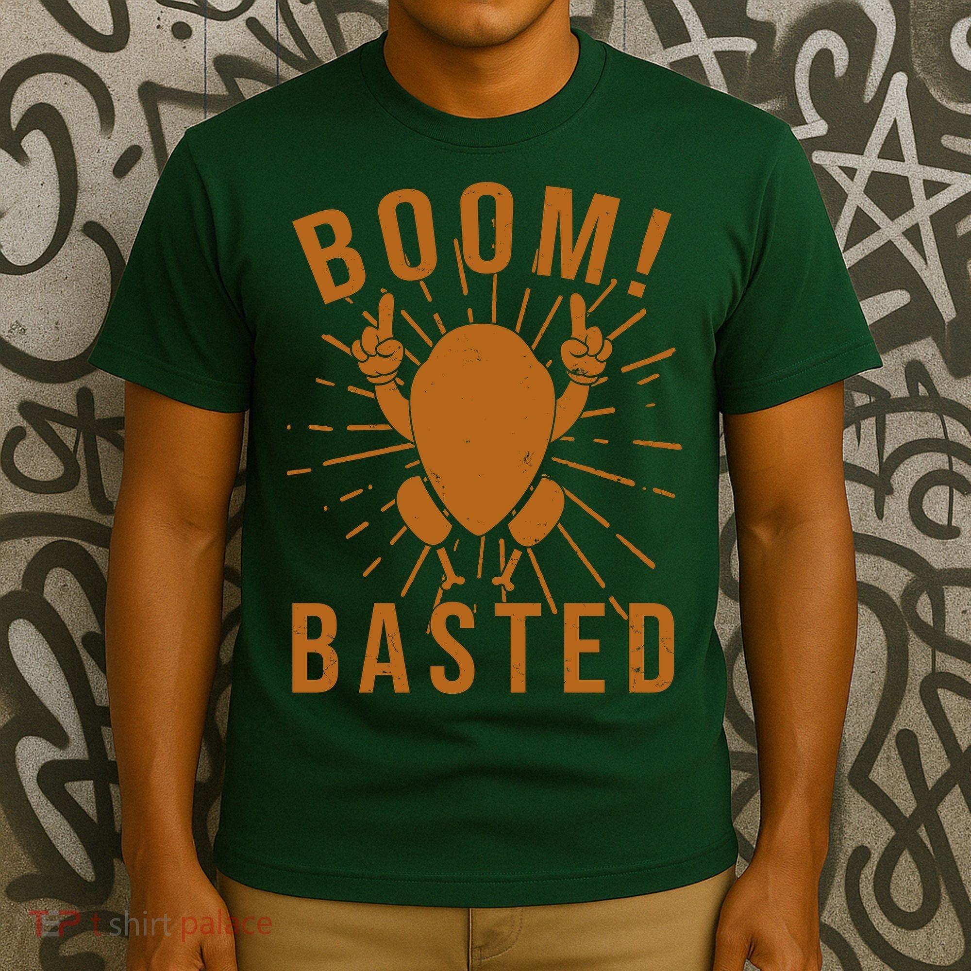 Funny Vintage Thanksgiving Turkey Boom Basted T-Shirt