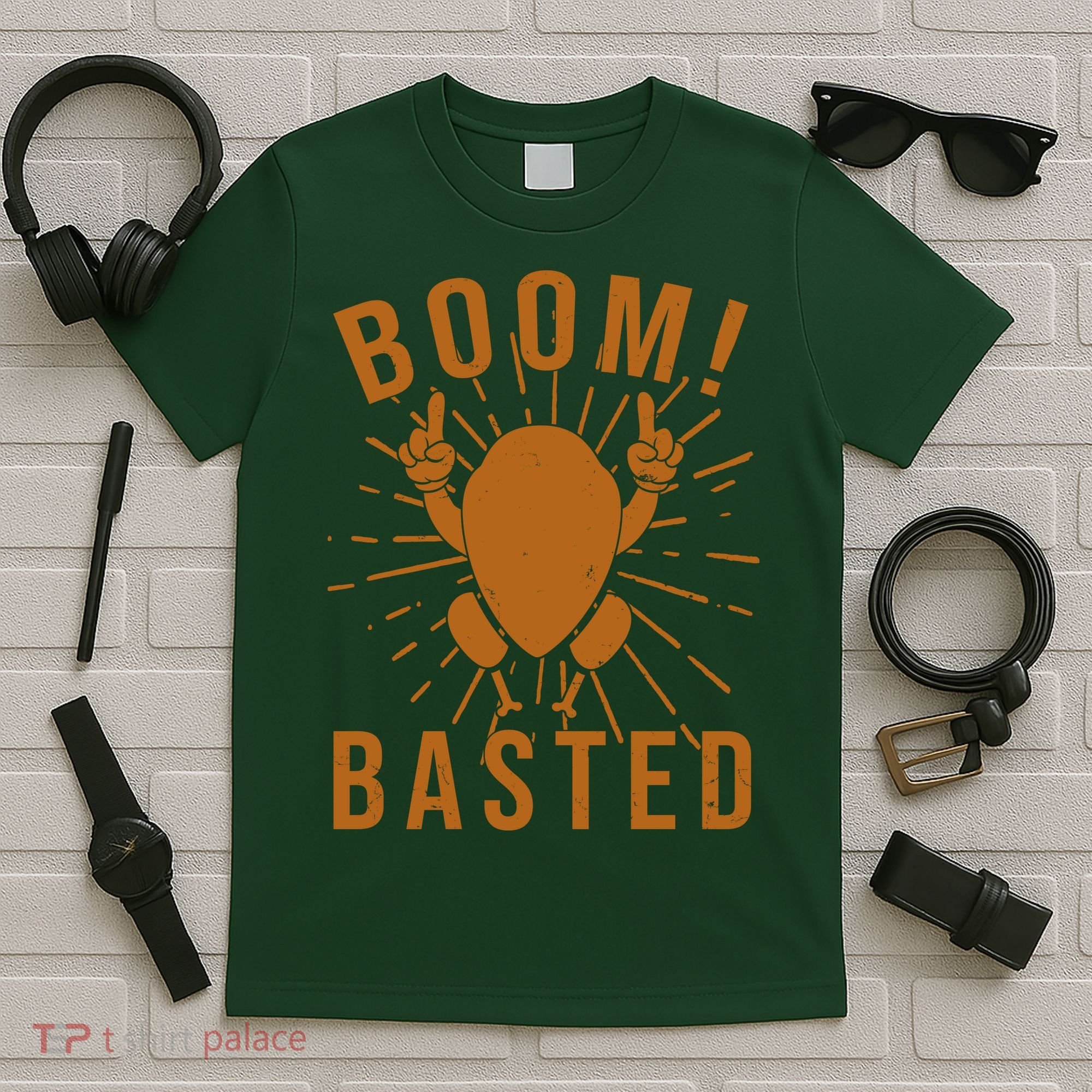 Funny Vintage Thanksgiving Turkey Boom Basted T-Shirt