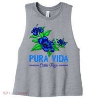 Family Vacation Tropical Flower Costa Rica Beach Pura Vida Women's Racerback Cropped Tank thumb 0
