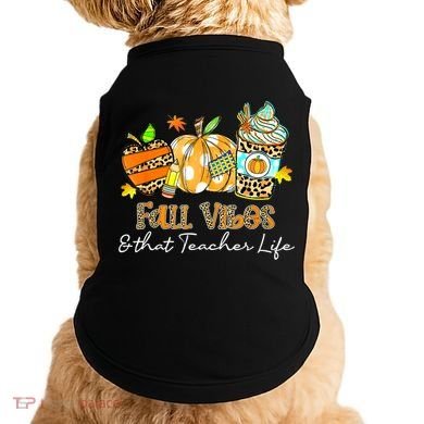 Fall Vibes & That Teacher Life Apple Pencil Pumpkin Fall Doggie Tank