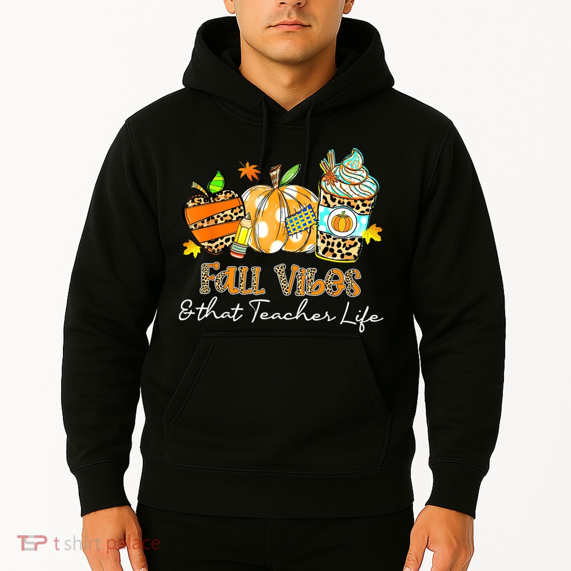 Fall Vibes & That Teacher Life Apple Pencil Pumpkin Fall Hoodie
