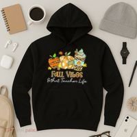 Fall Vibes & That Teacher Life Apple Pencil Pumpkin Fall Hoodie thumb 3