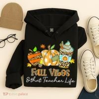 Fall Vibes & That Teacher Life Apple Pencil Pumpkin Fall Hoodie thumb 4