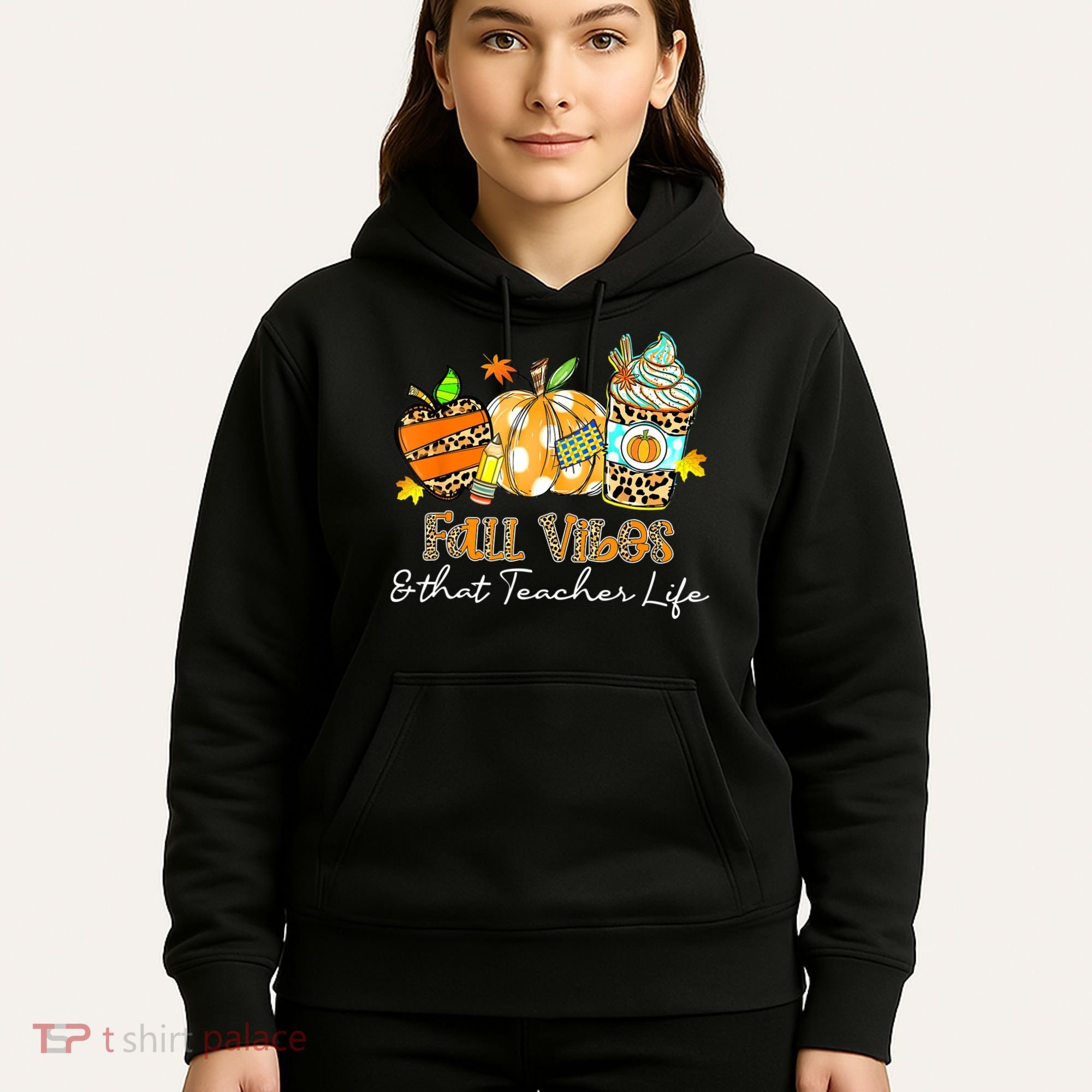 Fall Vibes & That Teacher Life Apple Pencil Pumpkin Fall Hoodie
