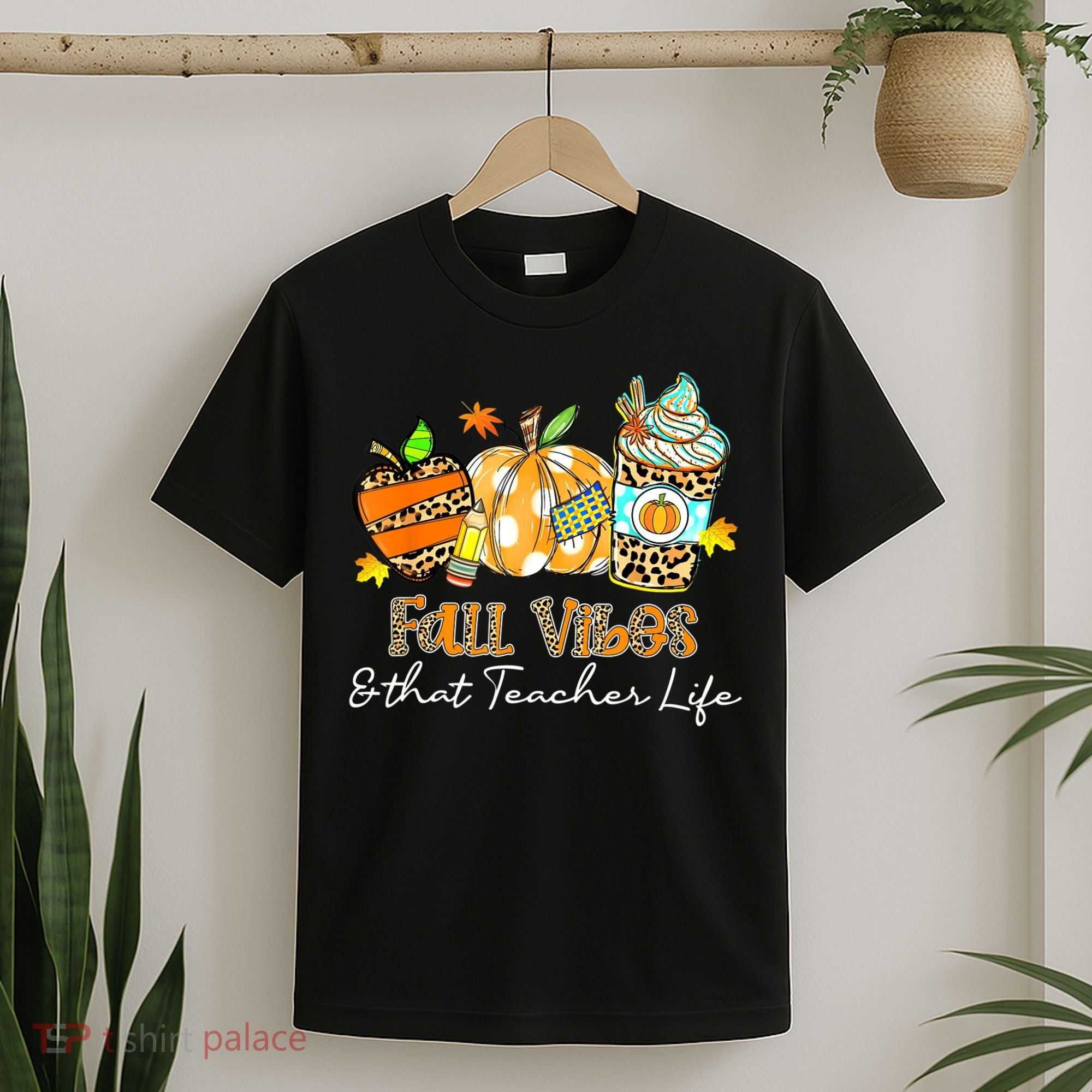 Fall Vibes & That Teacher Life Apple Pencil Pumpkin Fall T-Shirt