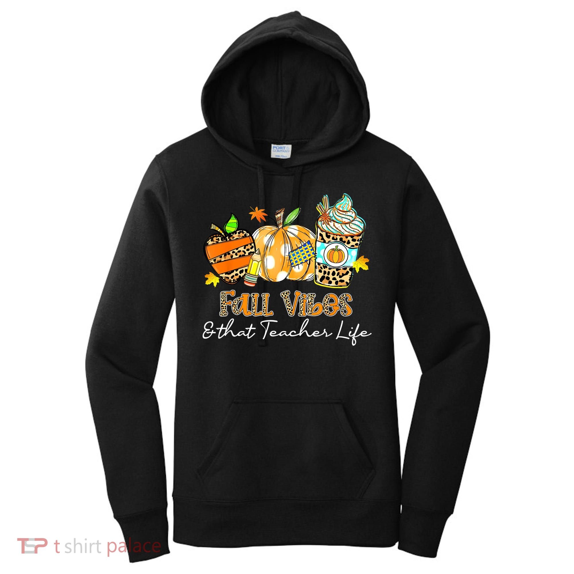 Fall Vibes & That Teacher Life Apple Pencil Pumpkin Fall Women's Hoodie