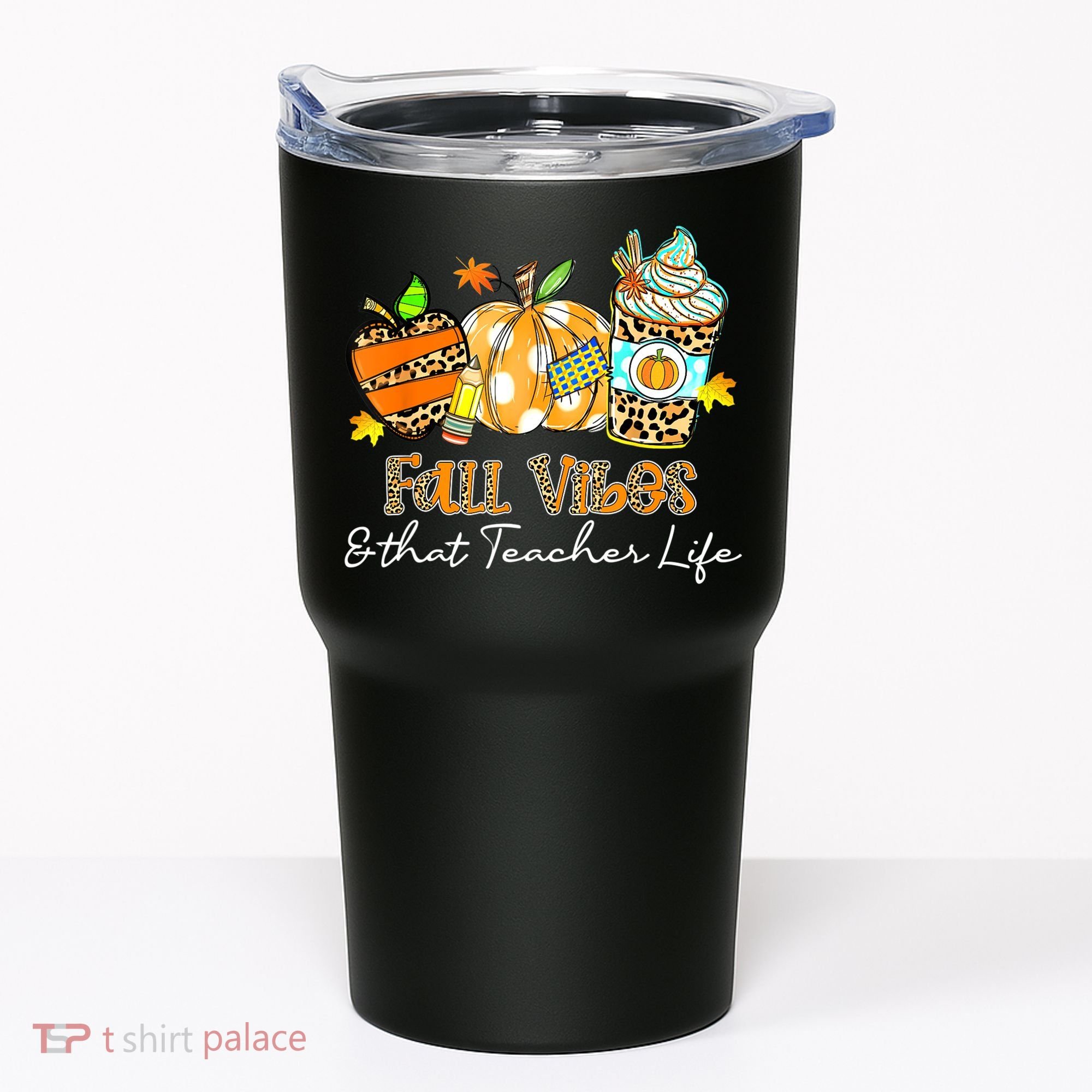 Fall Vibes & That Teacher Life Apple Pencil Pumpkin Fall Tumbler