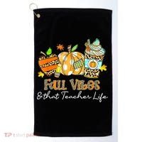 Fall Vibes & That Teacher Life Apple Pencil Pumpkin Fall Golf Towel thumb 0