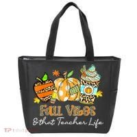 Fall Vibes & That Teacher Life Apple Pencil Pumpkin Fall Tote Bag thumb 0