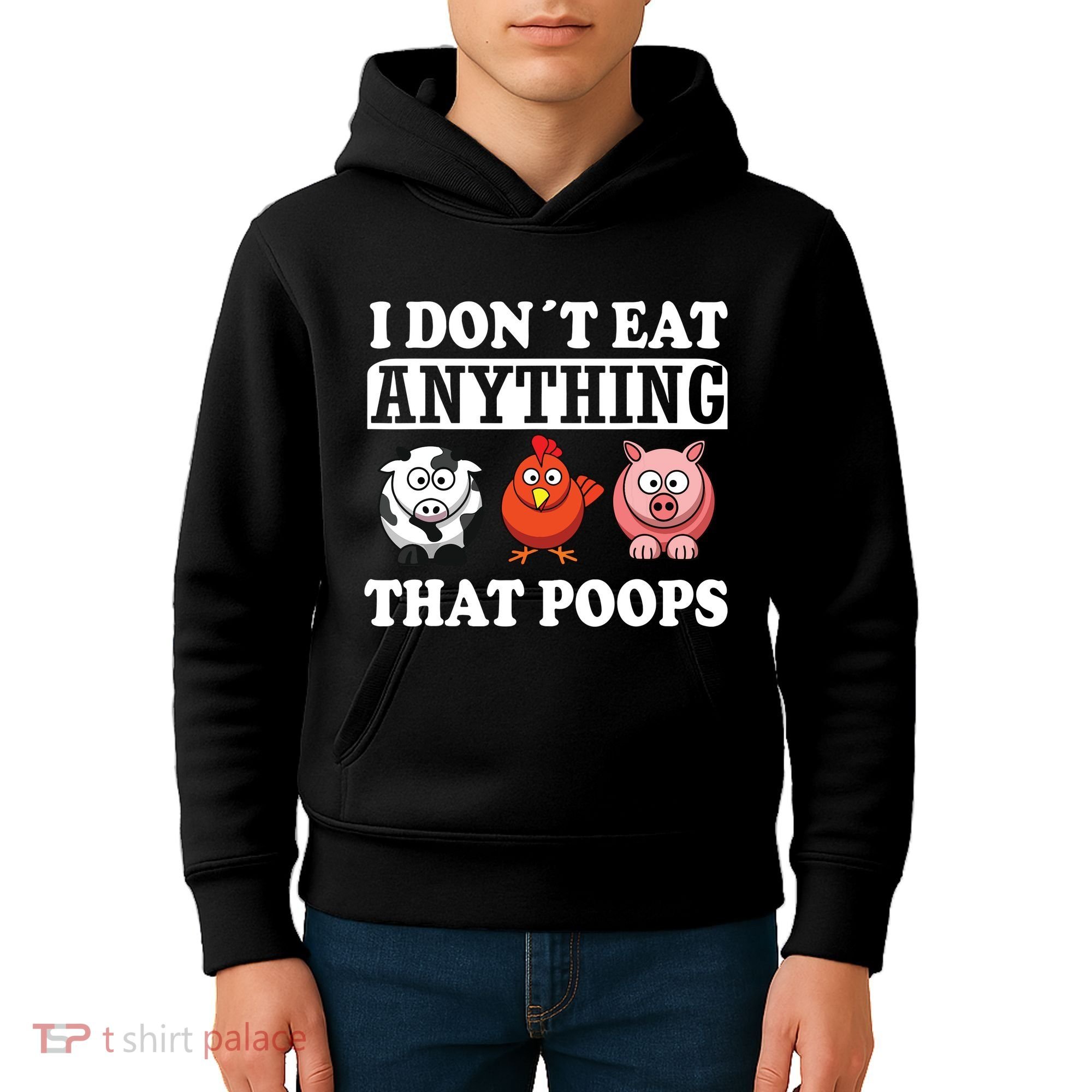 Funny Vegan Vegetarian I Dont Eat Anything That Poops Kids Hoodie