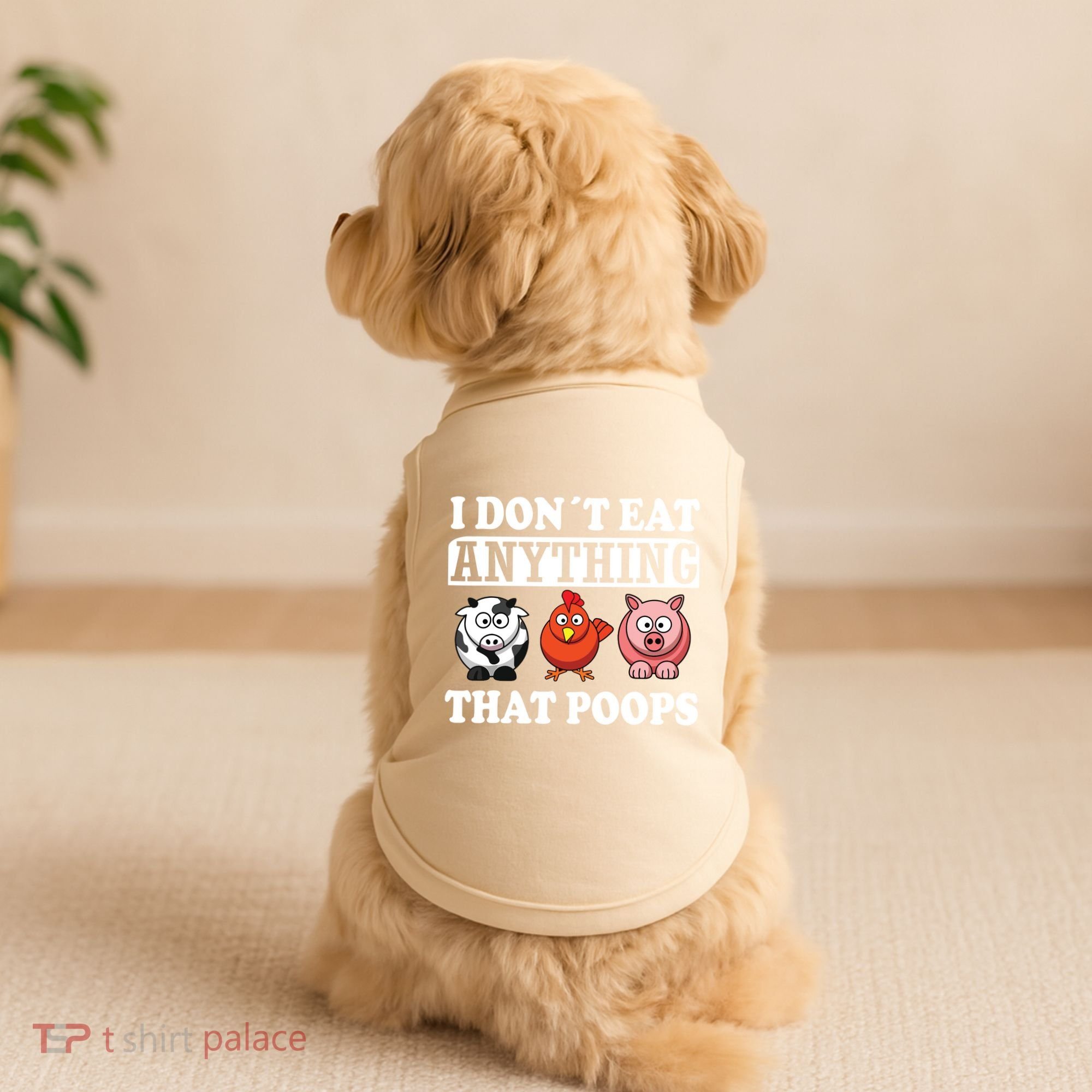 Funny Vegan Vegetarian I Dont Eat Anything That Poops Doggie Tank