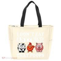 Funny Vegan Vegetarian I Dont Eat Anything That Poops Tote Bag thumb 0