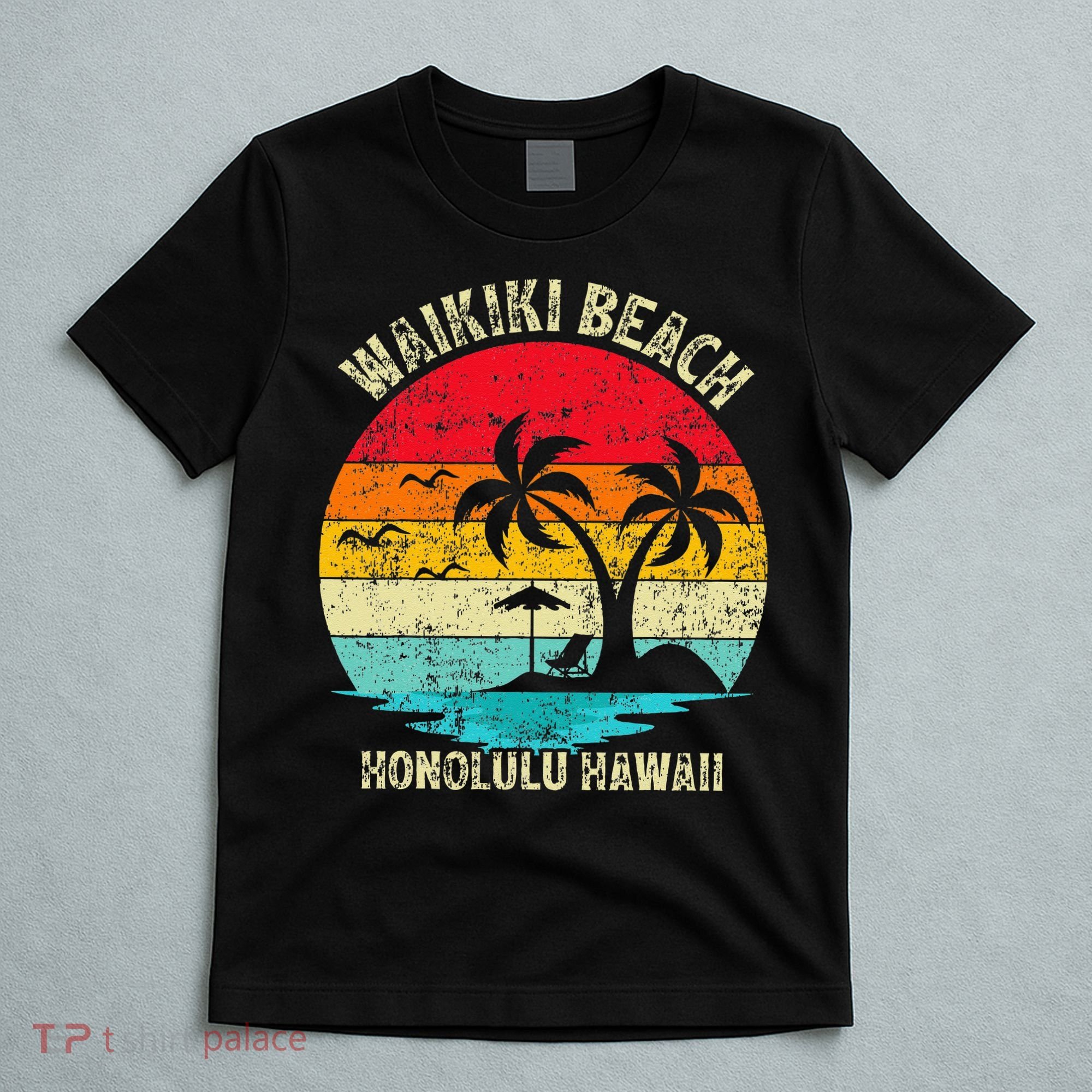 Family Vacation Vintage Retro Honolulu Hawaii Waikiki Beach T-Shirt