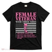 Female Veteran With Three Sides Women Veteran Mother Grandma T-Shirt thumb 0