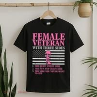Female Veteran With Three Sides Women Veteran Mother Grandma T-Shirt thumb 2