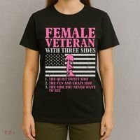 Female Veteran With Three Sides Women Veteran Mother Grandma T-Shirt thumb 4