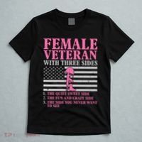 Female Veteran With Three Sides Women Veteran Mother Grandma T-Shirt thumb 5