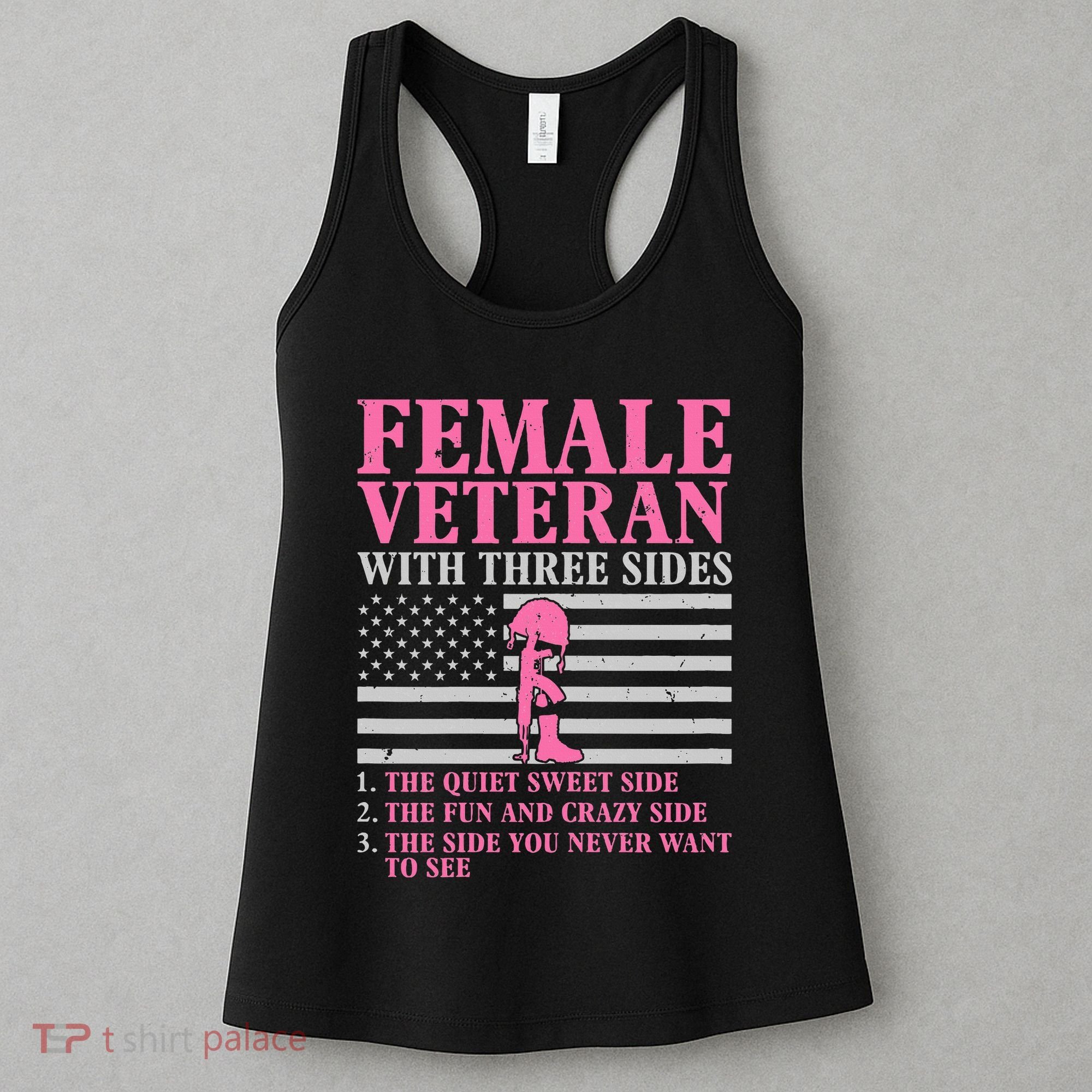 Female Veteran With Three Sides Women Veteran Mother Grandma Women's Tank Top